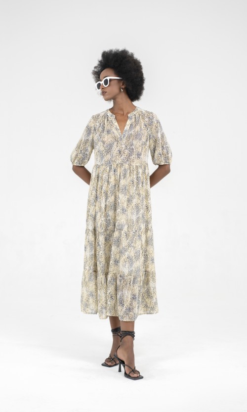 SIXDO Floral Woven Midi Dress